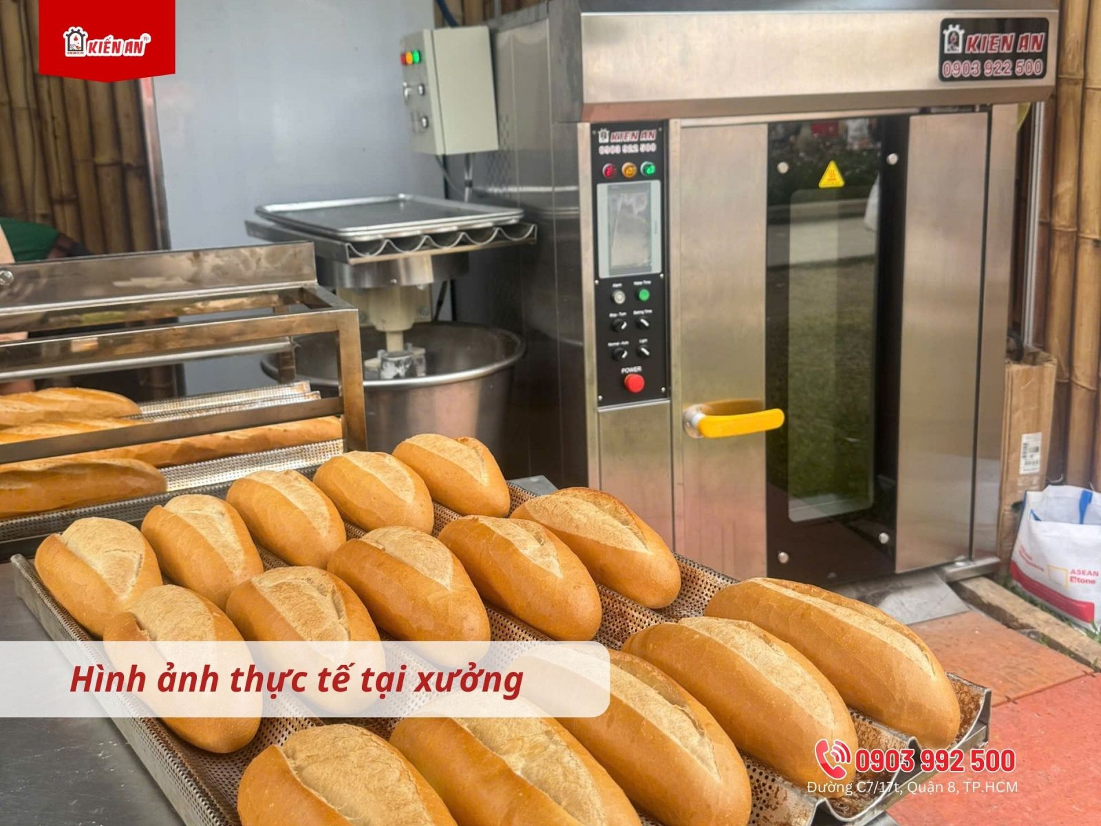 Hình ảnh thực tế của lò nướng bánh mì Kiến An tại xưởng